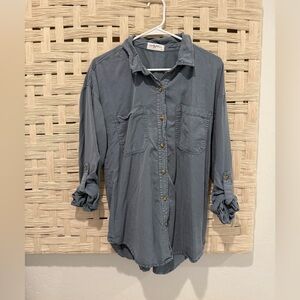 CJLA Blue /Grey Button Down Blouse